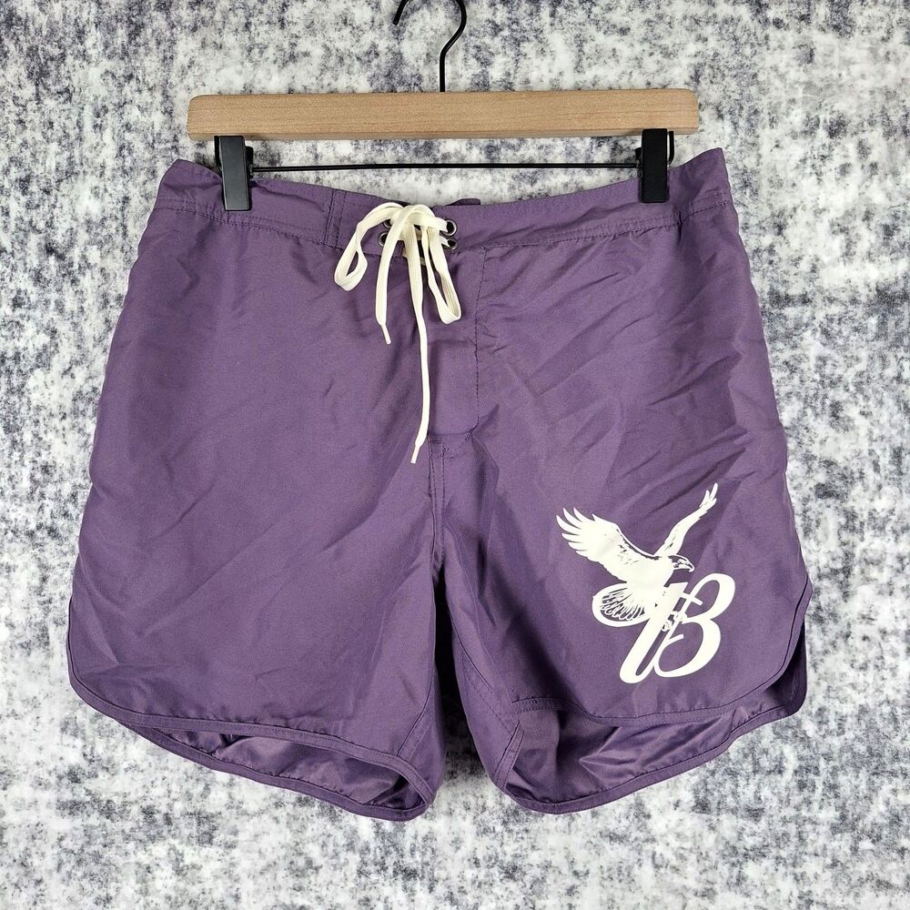 Budweiser PacSun Size M Board Shorts Purple Swim Trunks Beach Party Retro 4.5"